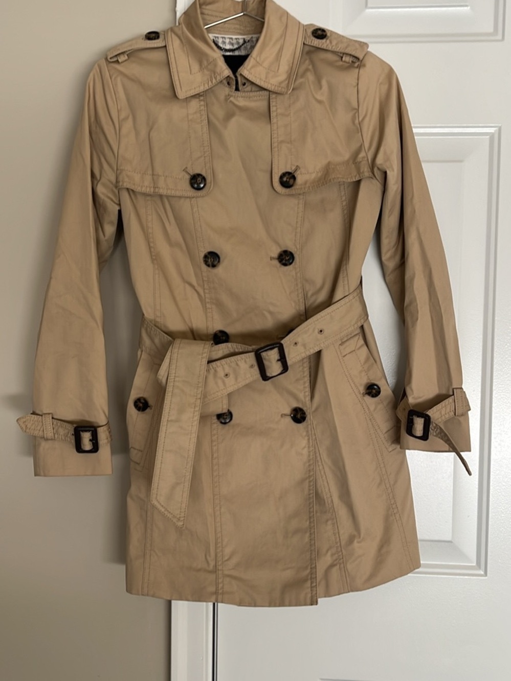 Banana Republic Beige Double-Breasted Trench Coat with Belt